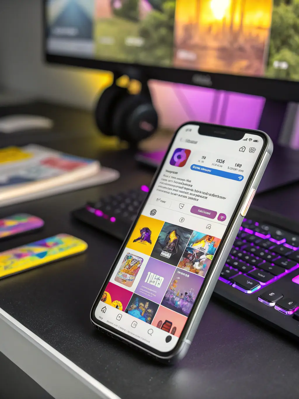 An image depicting a smartphone displaying a visually appealing and engaging social media post with high engagement metrics like likes, shares, and comments, set against a backdrop of various social media logos, symbolizing effective social media management.