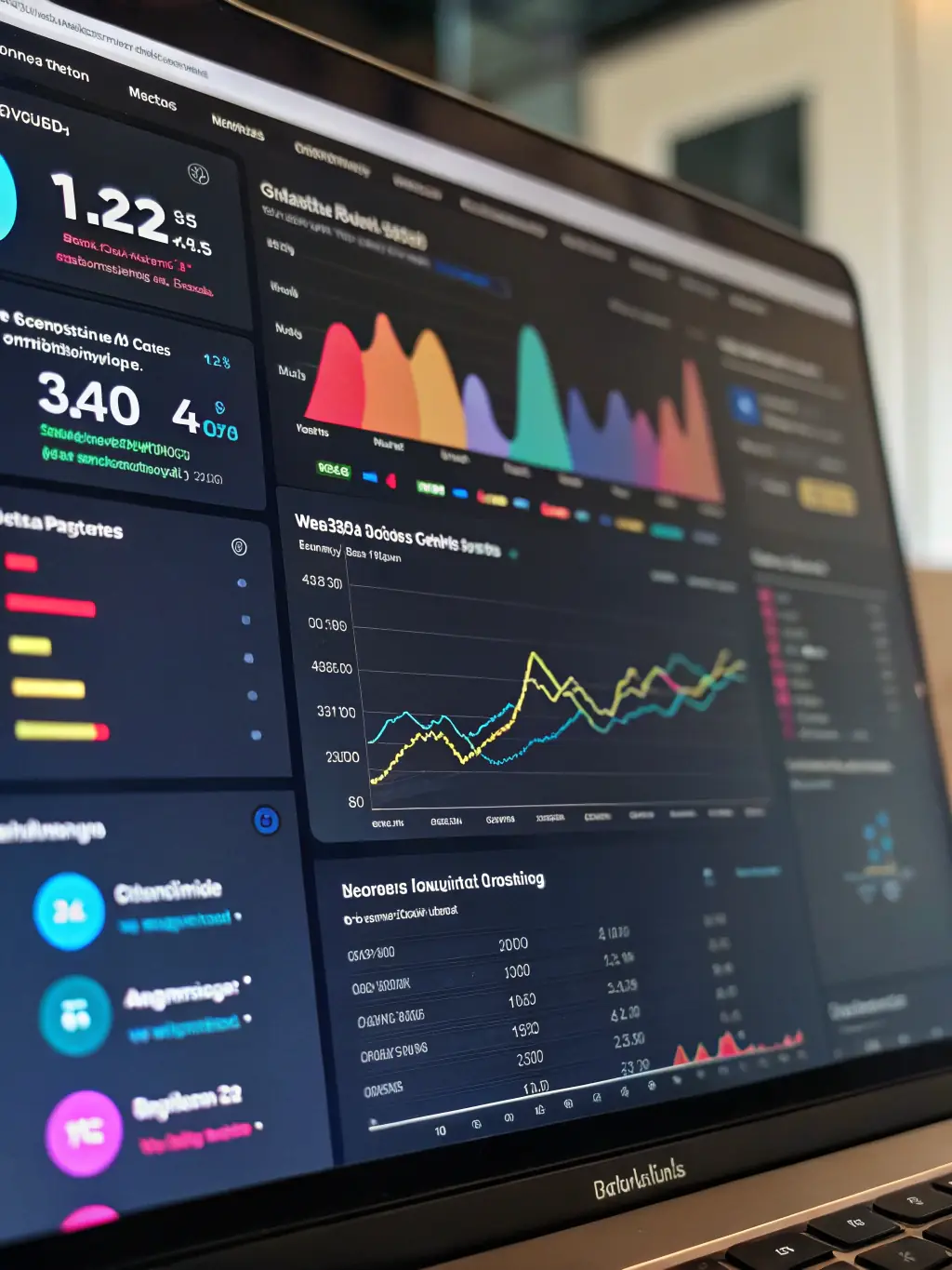 An image showing a detailed analytics report with charts and graphs illustrating website traffic, user behavior, and conversion rates, emphasizing the importance of data-driven insights in digital marketing.